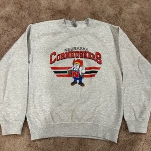 Gildan Gray Nebraska Cornhuskers Crewneck Sweater